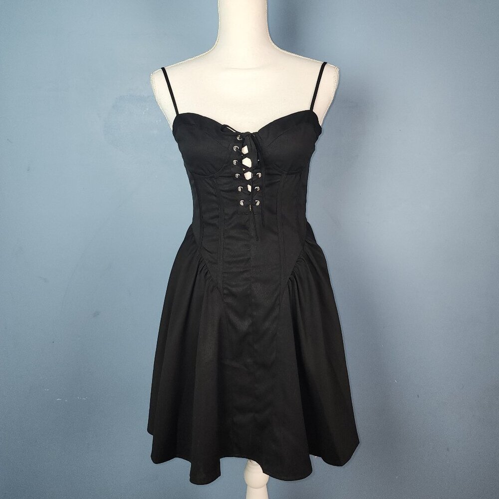 SHEIN MOD Lace Up Front Cami Mini Dress Corset Dress Size Small Us.4